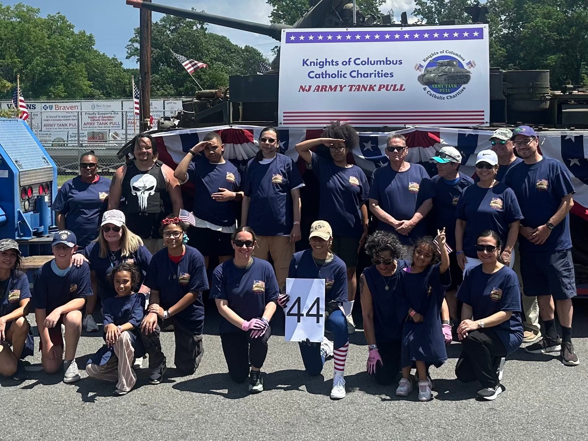 Army Tank Pull team members posing together