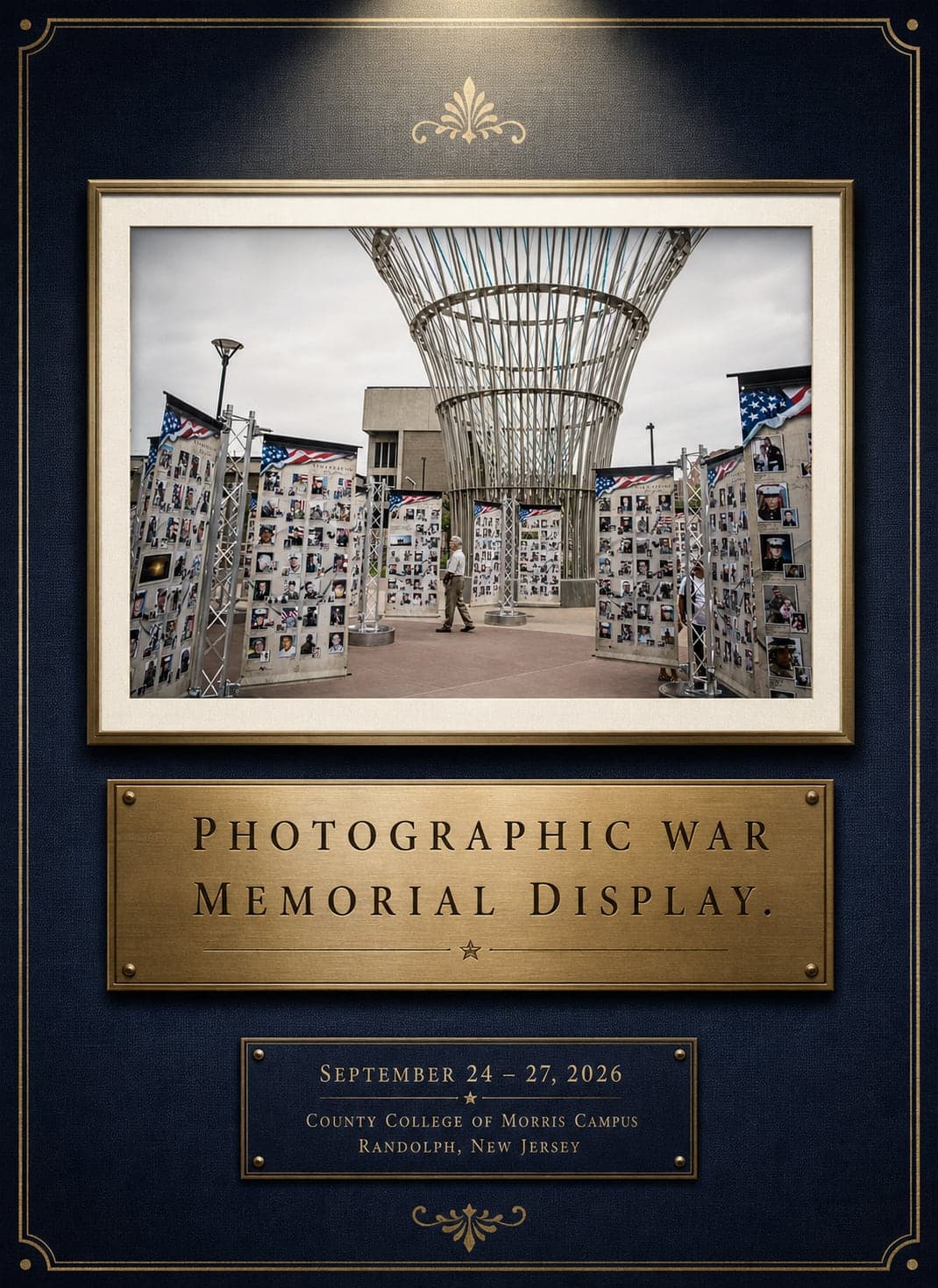 Framed photographic war memorial display